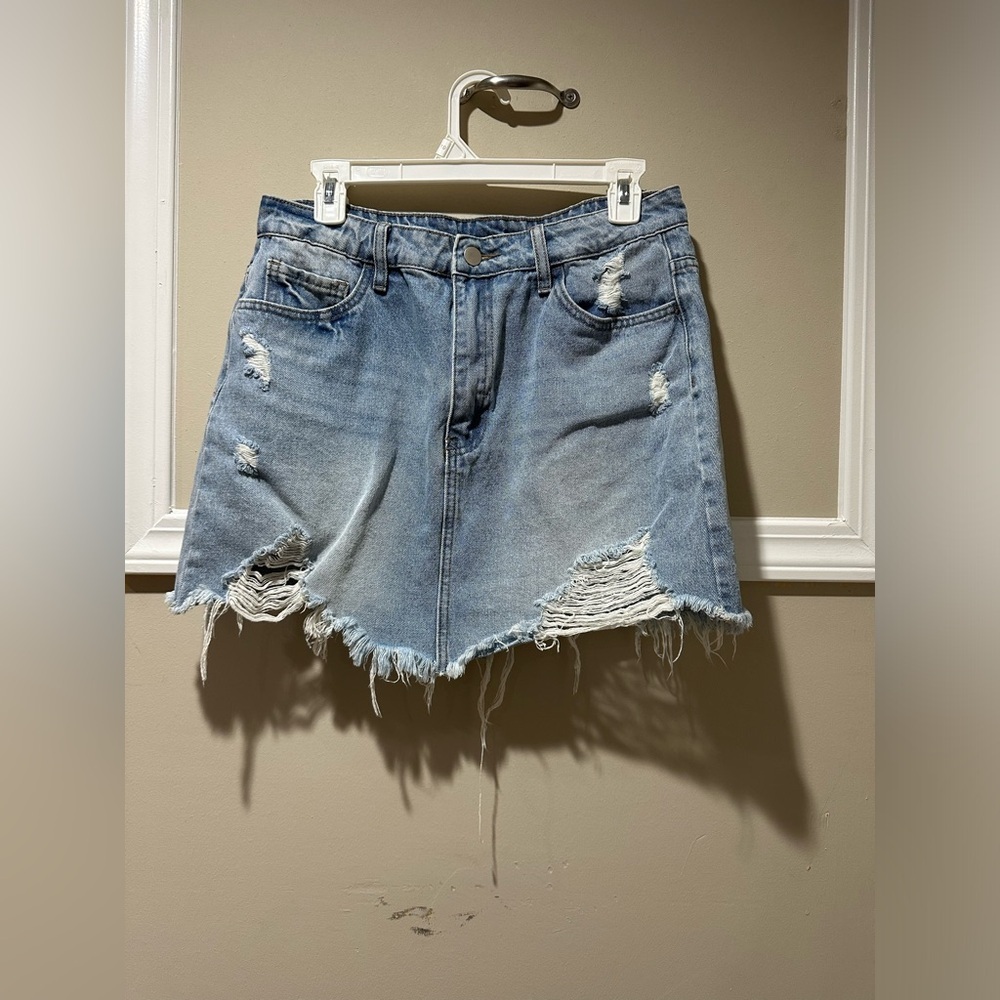 Windsor Distressed Denim Mini Skirt
